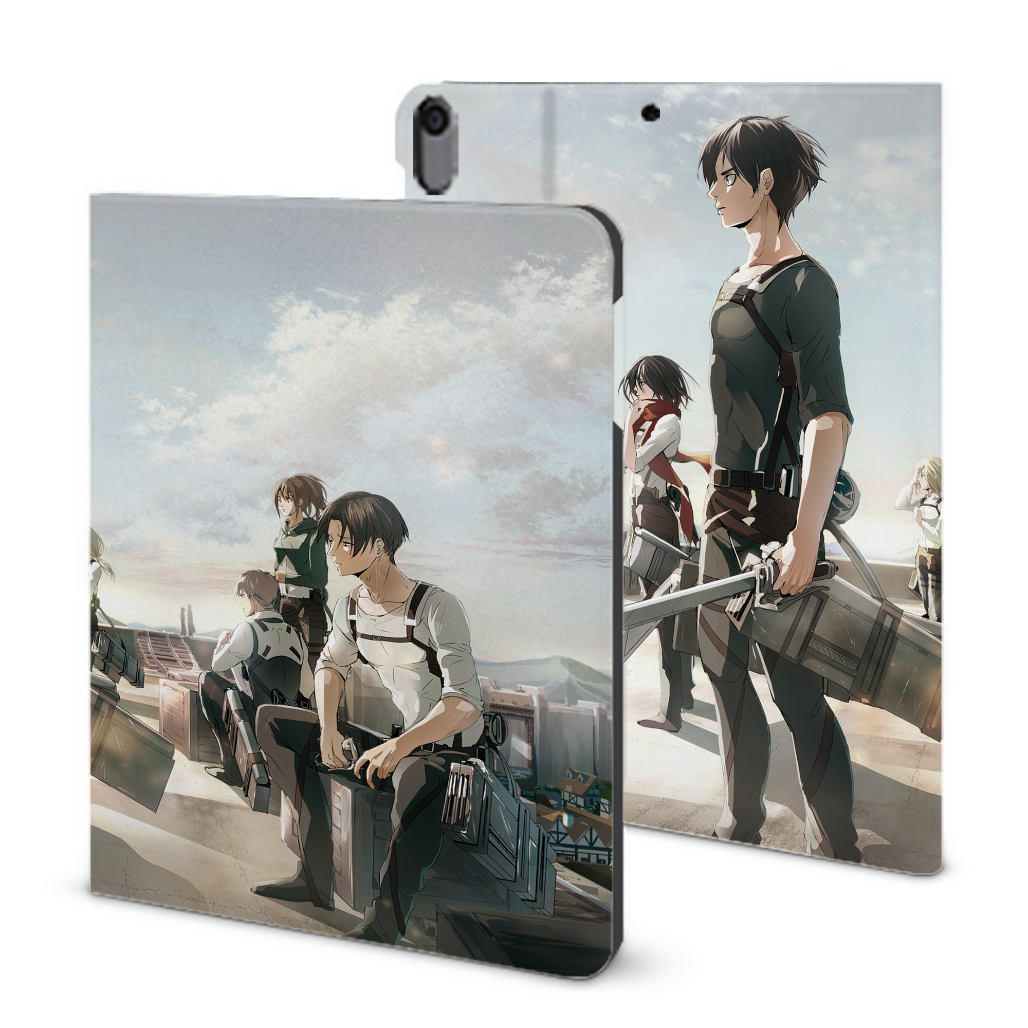 （画像用） 進撃の巨人 Attack on Titan IPad ケース ブック型 PUレザー TPU 耐衝撃 軽量 薄型 ペン収納なし 全面保護 IPad 各モデル対応